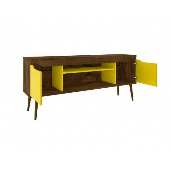 Bradley 62.99 TV Stand Rustic Brown and Yellow