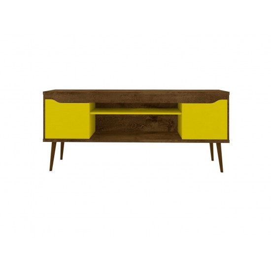 Bradley 62.99 TV Stand Rustic Brown and Yellow