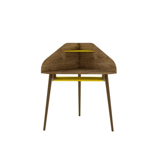 Bradley Corner Desk Rustic Brown and Yellow