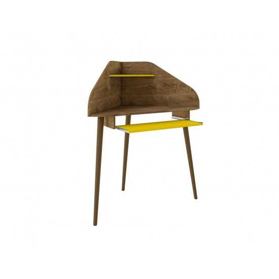 Bradley Corner Desk Rustic Brown and Yellow