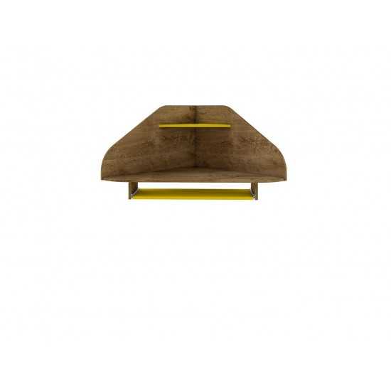 Bradley Floating Corner Desk Rustic Brown and Yellow