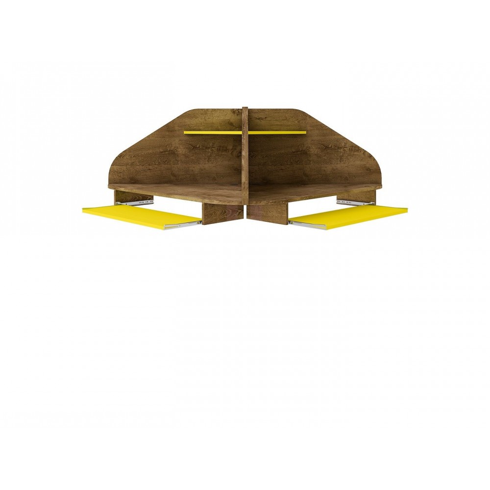 Bradley Floating 2-Piece Cubicle Section Desk Rustic Brown and Yellow Bradley Floating 2-Piece Cubicle Section Desk Rustic Brown and Yellow
