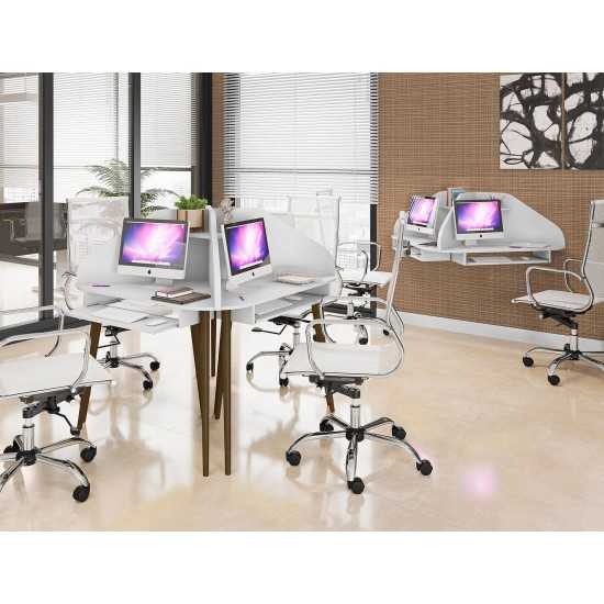 Bradley 4-Piece Round Sectional Cubicle Desk White