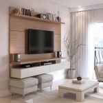 City 62.99 Floating Entertainment Center in Maple Cream and Off White