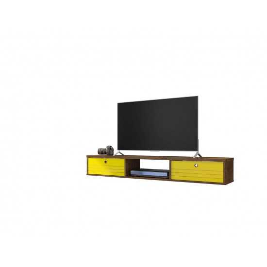 Liberty 62.99 Floating Entertainment Center in Rustic Brown and Yellow