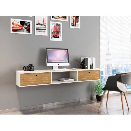 Liberty 62.99 Floating Office Desk in Off White and Cinnamon