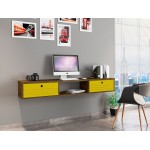 Liberty 62.99 Floating Office Desk in Rustic Brown and Yellow