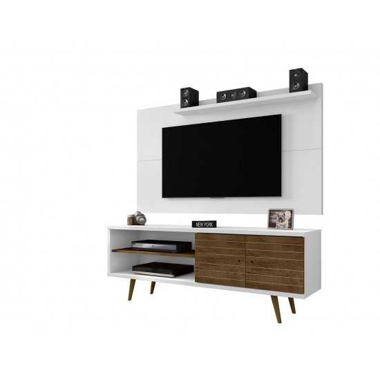 Liberty 62.99 TV Stand and Panel in White and Rustic Brown