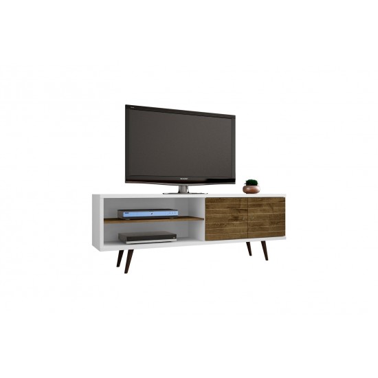 Liberty 62.99 TV Stand and Panel in White and Rustic Brown