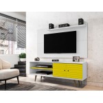 Liberty 62.99 TV Stand and Panel in White and Yellow