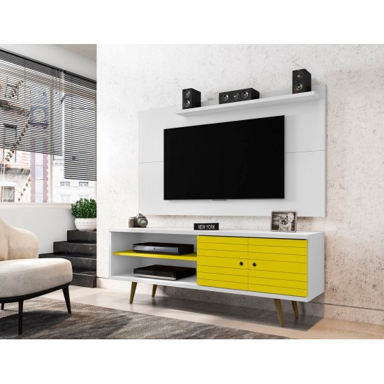 Liberty 62.99 TV Stand and Panel in White and Yellow