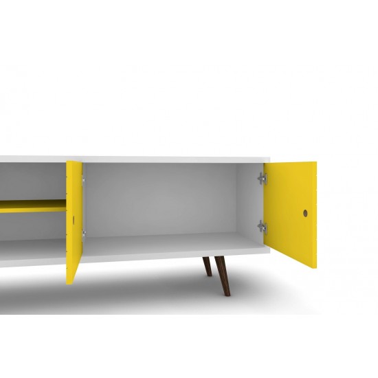 Liberty 62.99 TV Stand and Panel in White and Yellow