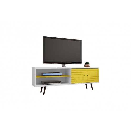 Liberty 62.99 TV Stand and Panel in White and Yellow