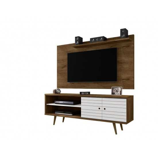 Liberty 62.99 TV Stand and Panel in Rustic Brown and White