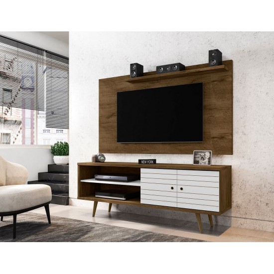 Liberty 62.99 TV Stand and Panel in Rustic Brown and White