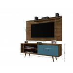 Liberty 62.99 TV Stand and Panel in Rustic Brown and Aqua Blue
