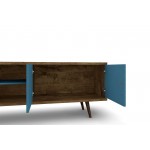 Liberty 62.99 TV Stand and Panel in Rustic Brown and Aqua Blue