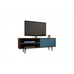 Liberty 62.99 TV Stand and Panel in Rustic Brown and Aqua Blue