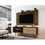 Liberty 62.99 TV Stand and Panel in Rustic Brown and 3D Brown Prints