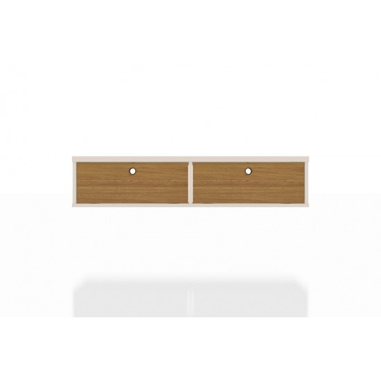 Liberty 42.28 Floating Office Desk in Off White and Cinnamon