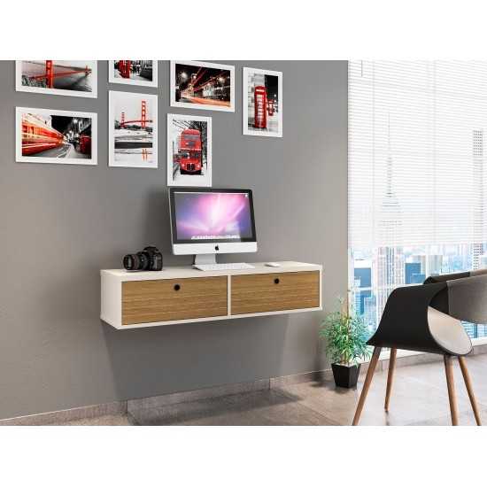 Liberty 42.28 Floating Office Desk in Off White and Cinnamon