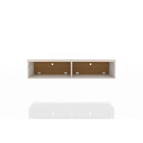 Liberty 42.28 Floating Office Desk in Off White and Cinnamon