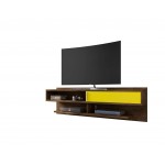 Astor 70.86 Floating Entertainment Center in Rustic Brown and Yellow