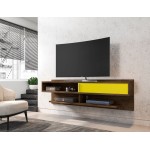 Astor 70.86 Floating Entertainment Center in Rustic Brown and Yellow