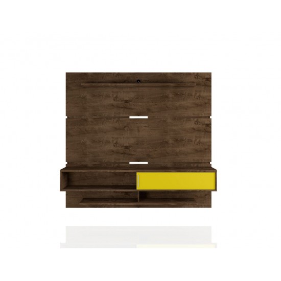 Astor 70.86 Floating Entertainment Center in Rustic Brown and Yellow