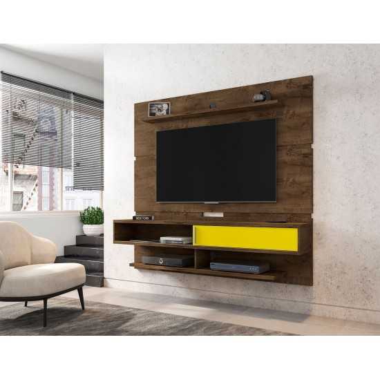 Astor 70.86 Floating Entertainment Center in Rustic Brown and Yellow