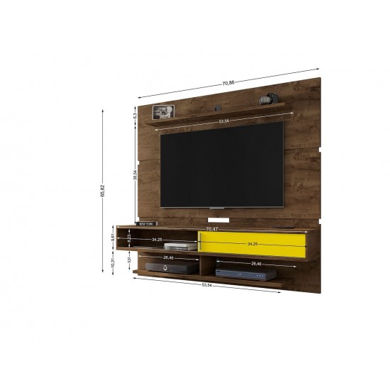 Astor 70.86 Floating Entertainment Center in Rustic Brown and Yellow