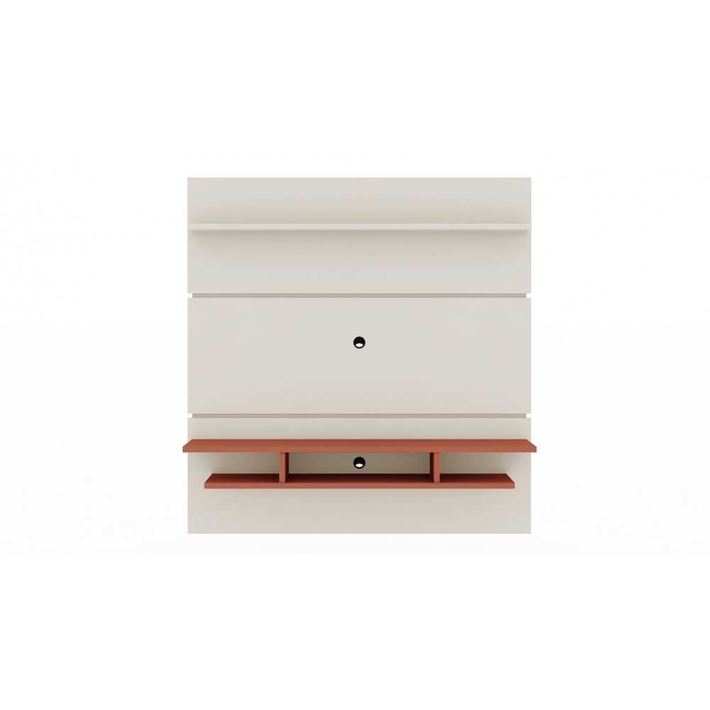 Tribeca 62.99 Floating Entertainment Center in Off White and Terra Orange Pink