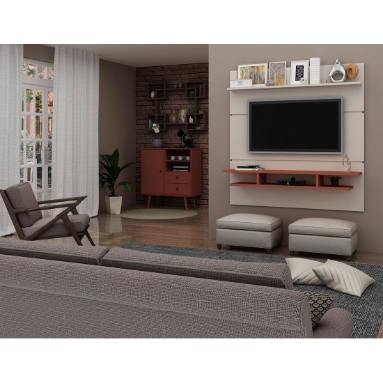 Tribeca 62.99 Floating Entertainment Center in Off White and Terra Orange Pink