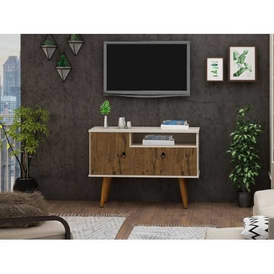 Tribeca 35.43 TV Stand in Off White and Nature