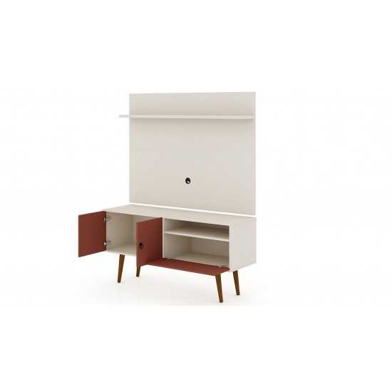 Tribeca 53.94 TV Stand and Panel in Off White and Terra Orange Pink