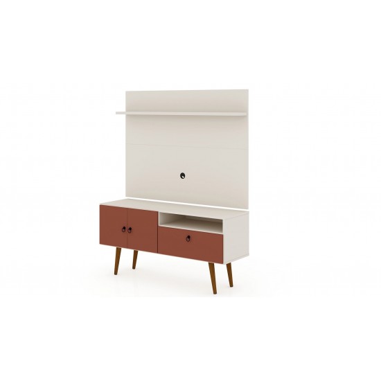 Tribeca 53.94 TV Stand and Panel in Off White and Terra Orange Pink