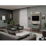 Tribeca 35.43 TV Stand and Panel in Off White and Green Mint