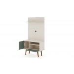 Tribeca 35.43 TV Stand and Panel in Off White and Green Mint