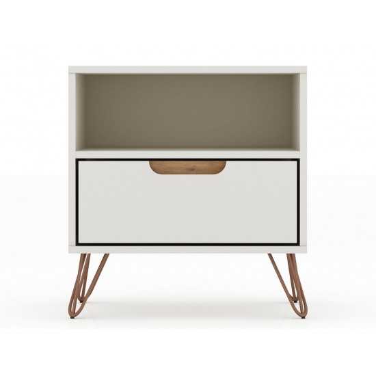 Rockefeller 1.0 Nightstand in Off White and Nature