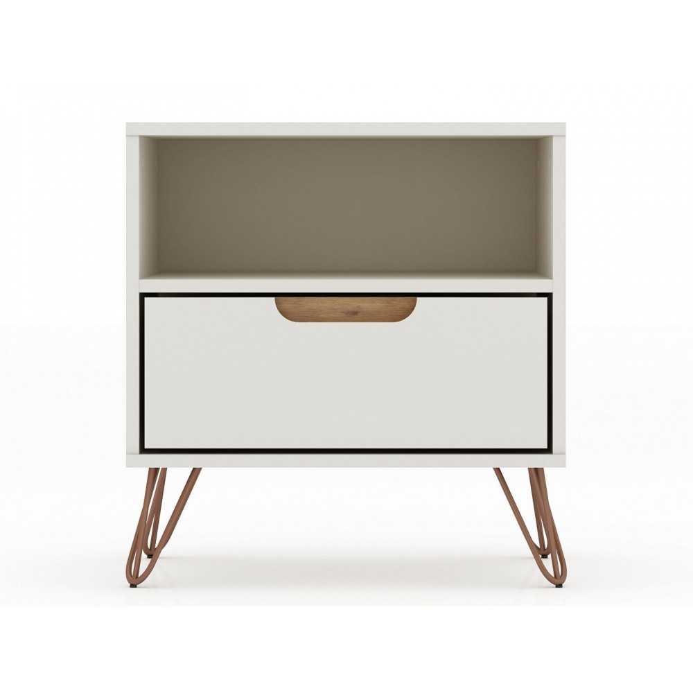 Rockefeller 1.0 Nightstand in Off White and Nature Rockefeller 1.0 Nightstand in Off White and Nature