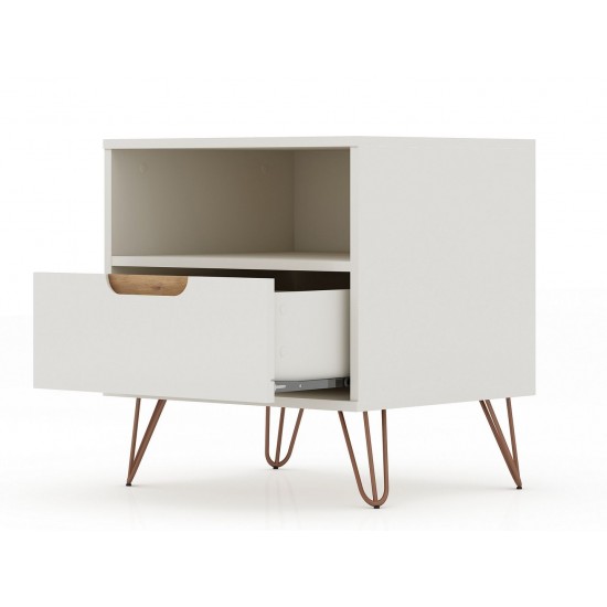 Rockefeller 1.0 Nightstand in Off White and Nature