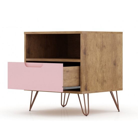 Rockefeller 1.0 Nightstand in Nature and Rose Pink