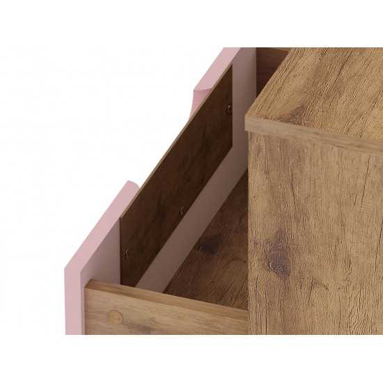 Rockefeller 1.0 Nightstand in Nature and Rose Pink