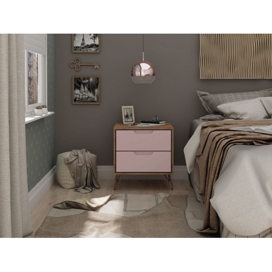 Rockefeller 2.0 Nightstand in Nature and Rose Pink