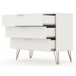 Rockefeller Dresser and Nightstand Set in Off White and Nature