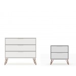 Rockefeller Dresser and Nightstand Set in Off White