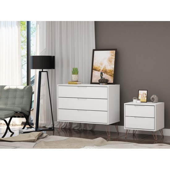 Rockefeller Dresser and Nightstand Set in Off White