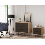 Rockefeller Dresser and Nightstand Set in Nature and Textured Grey