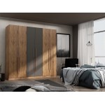 Gramercy Wardrobe Armoire Closet in Nature and Textured Grey