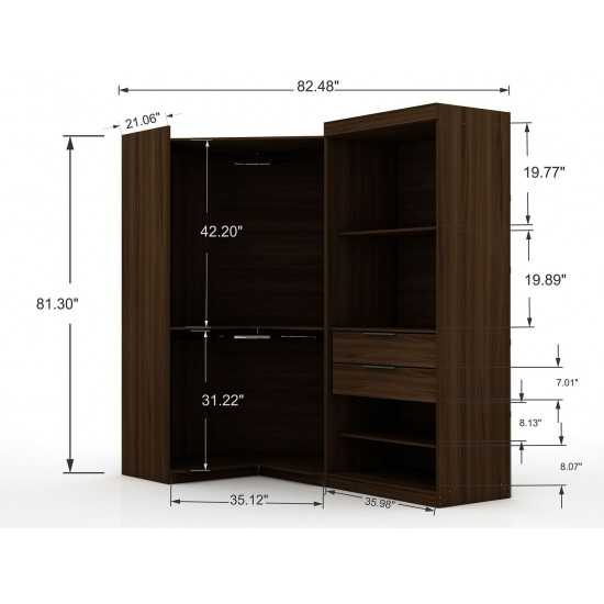 Mulberry Open 2 Sectional Corner Closet - Set of 2 in Brown